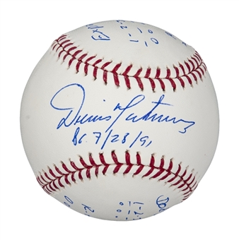 Dennis Martinez Signed Line Score Baseball From His Perfect Game (PSA/DNA)